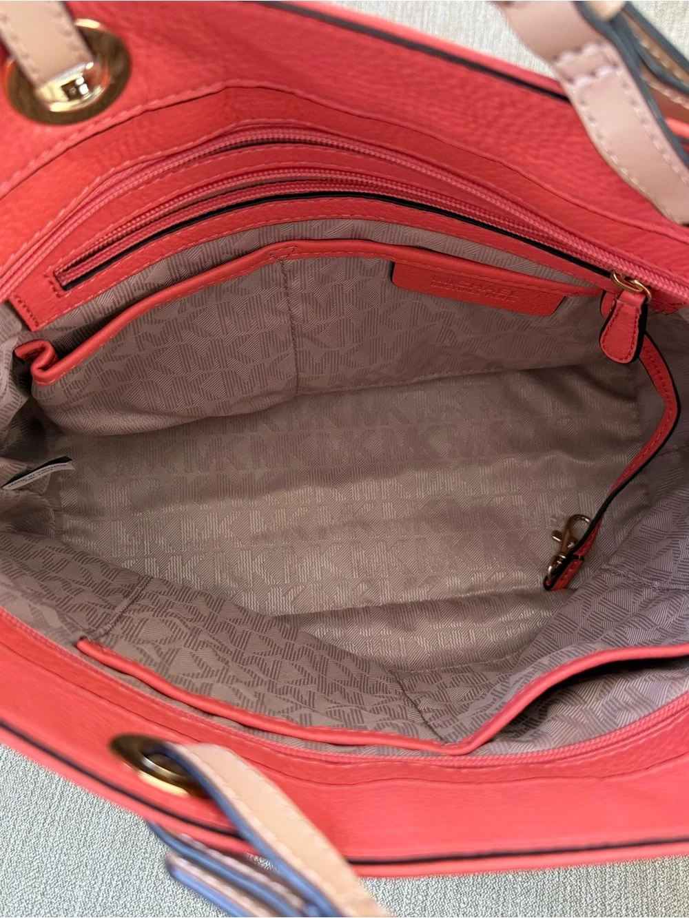 MICHAEL by Michael Kors Bedford Medium Pebbled Leather Tote - Coral